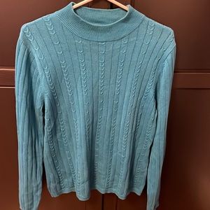 Conrad C womens cable knot teal sweater long sleeve size M. Stretchy material.